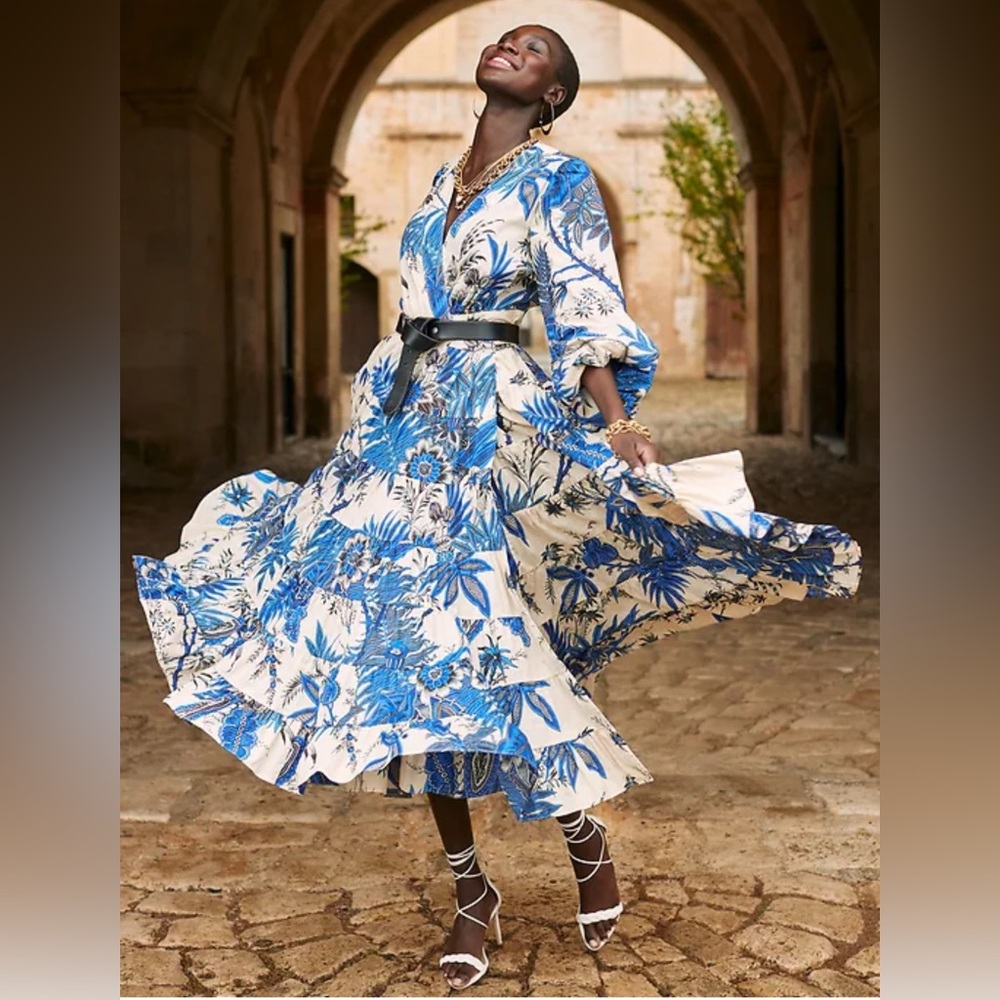 Stamps Wrap midi Dress Banana Republic